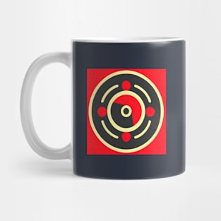 Circular Emblem red background Mug